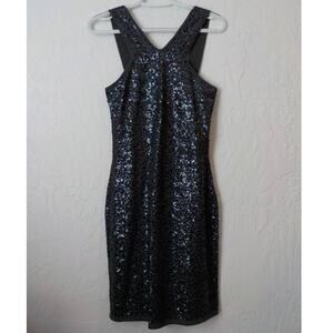 Ann Taylor Gray Knit Full Sequin Dress Small Petite Racetrack Sexy Prom Party